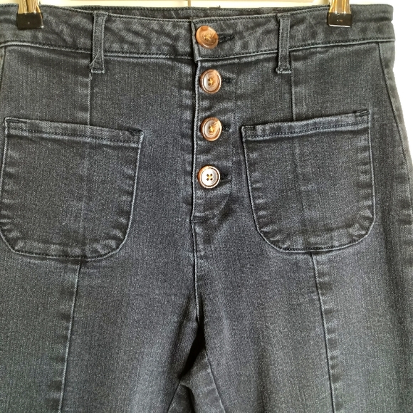 Black Label C'est Toi Jeans 7 Bell Bottom Flare Vintage Style Button Fly Stretch - Picture 2 of 11